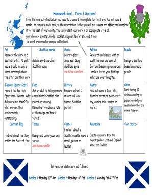 Fillable Online Homework Grid : Term 3 Scotland Fax Email Print - pdfFiller