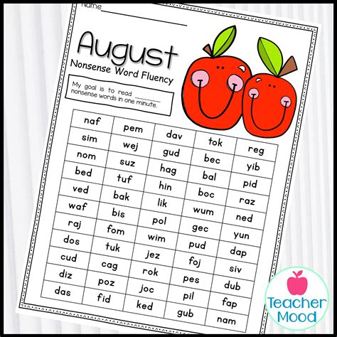 Nonsense Word Fluency Practice Sheets | Oral Reading Fluency | NWF ...