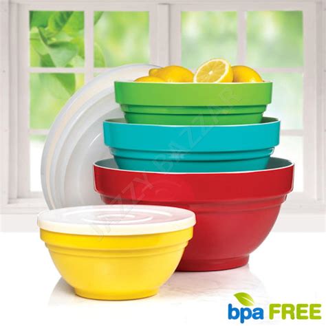 4Pc Melamine Bowls 100% Melamine Mixing Bowl Set Air Tight Lid Non Slip ...
