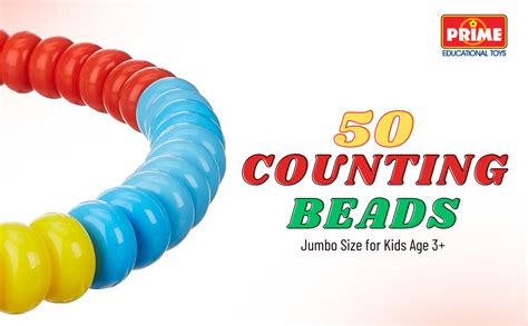 Prime 50 Counting Beads Jumbo Size for Kids Age 3+, Multicolour ...