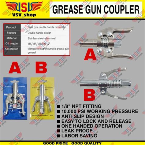 Jual Kepala Selang Pompa Gemuk Grease Gun Coupler Penjepit Pompa Gemuk ...