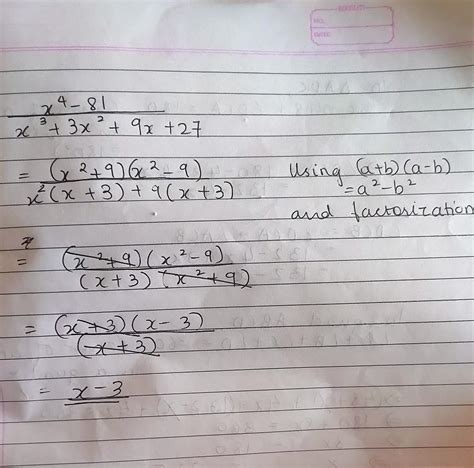 (iii)( x⁴ - 81) ÷ (x³+ 3x²+ 9x + 27) - Brainly.in