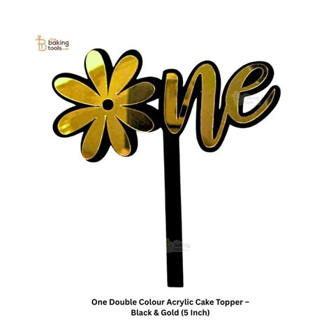 One Acrylic Cake Topper | Black & Gold 5 Inch