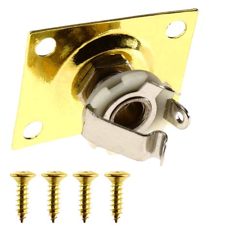 Electric Guitar Output Jack Plate and Socket Square to fit LP Tele ...