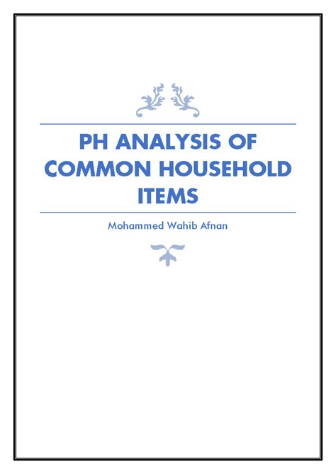 PH Analysis of Common Household Items - Chemistry Project Report - Studocu