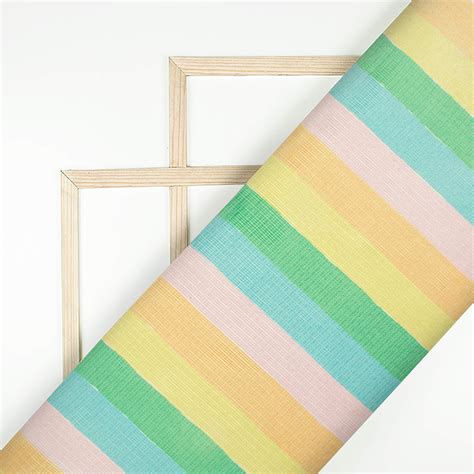Multi-Color Stripes Pattern Digital Print Kota Doria Fabric – Fabcurate