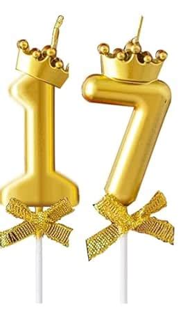 Fun Affairs Number 17 or 71 Candle with Crown for Birthday, Wedding ...