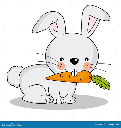 Rabbit eating a carrot stock vector. Illustration of gift - 27754203