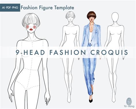Female Fashion Figure Template 9-head Fashion Croquis Female - Etsy India
