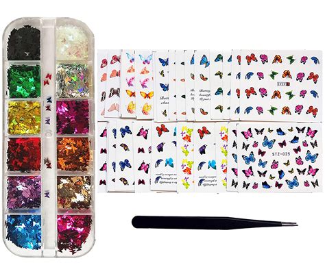 12 Color/Set Butterfly Glitter for Butterfly Nail Art, Mix 30 Sheets ...