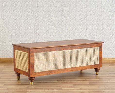 Buy Online Boston Solid Wood Rattan Storage Trunk Box