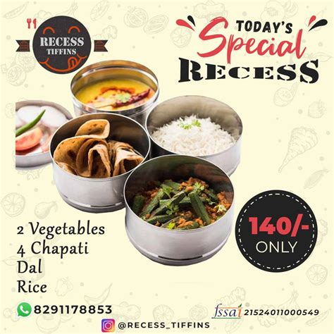 Menu at Recess Tiffins, Mumbai