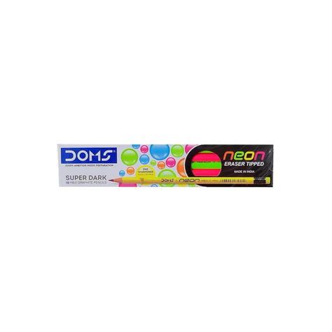 Doms Neon Eraser Tip HB-2 Super Dark Graphite Pencil Box - Canvazo