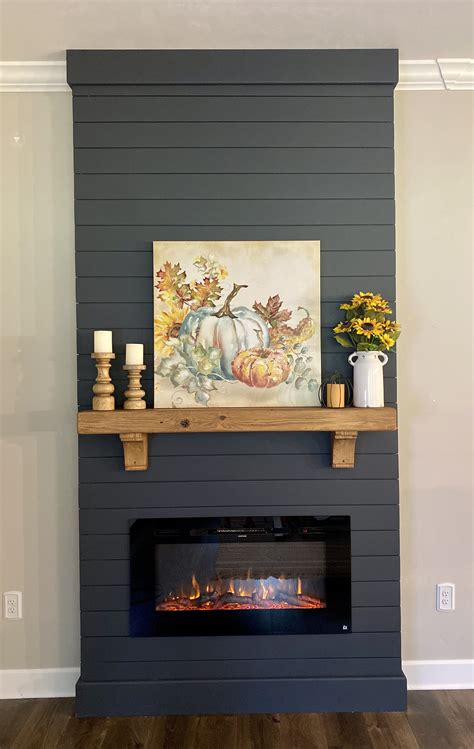 Shiplap Wall with Electric Fireplace Home Decor