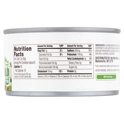 Great Value Canned Chicken Breast Nutrition Facts at Adam Talbert blog