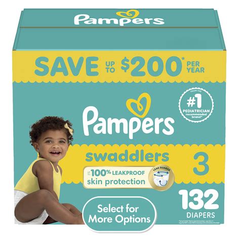Pampers Swaddlers Baby Diapers Size 3, 132 Count (Select for More ...