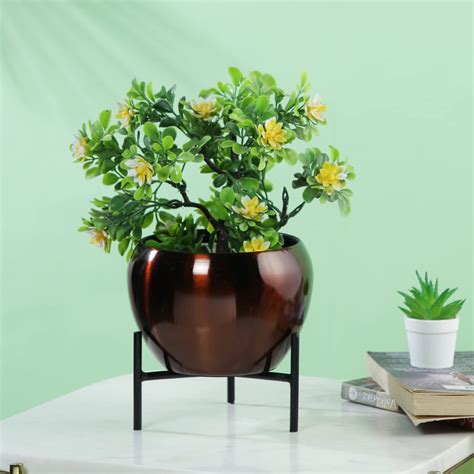 Buy CraftVatika flower vase for home decoration Metal Pot with Tripod ...