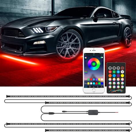 Buy MICTUNING Car Underglow Lights, 4Pcs Bluetooth Lighting Kit with ...