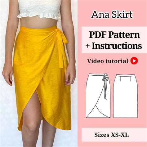 Wrap Skirt Pattern Sewing || Pdf Sewing Pattern || Instant Dowland A4 ...