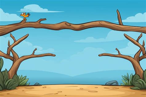 Cartoon tree branch images background | Premium AI-generated image