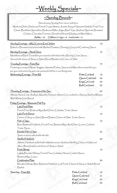 Menu at 1951 West pub & bar, Green Bay