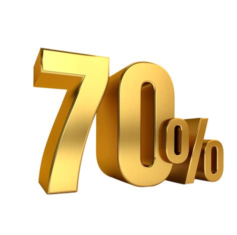 70 percent off. On sale. Great deal. seventy percent. 3D text 8490010 PNG