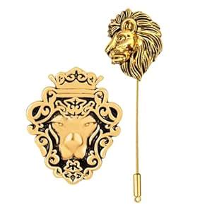 Buy Mahi Combo of Lion-Face Shaped Wedding Brooch/Lapel Pin for Men ...