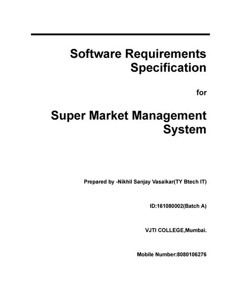 Nikhil vasaikar assignment 2 - Software Requirements Specification for ...