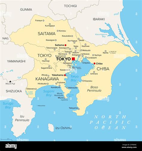 Japan Political Map With Capital Tokyo National Borders And Important