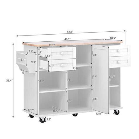 52.8inch kitchen island cart w/Spice Rack Towel Rack | Ubuy India