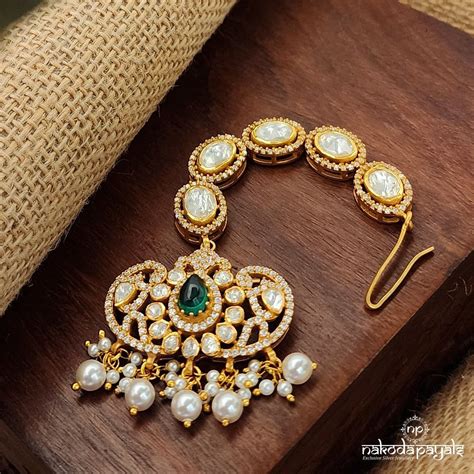 Silver Gold Plated Maang Tikka / Maati – Nakoda Payals