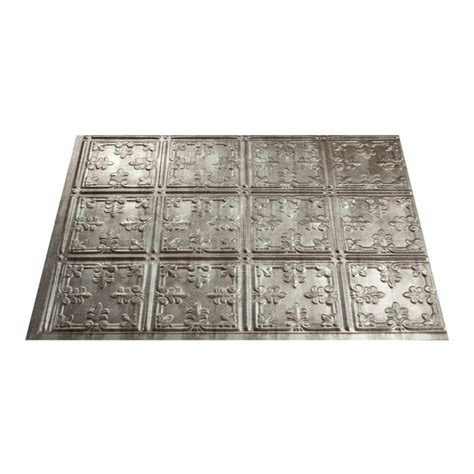 Fasade Traditional 10 18.5-in x 24.5-in Cross Hatch Silver Backsplash ...