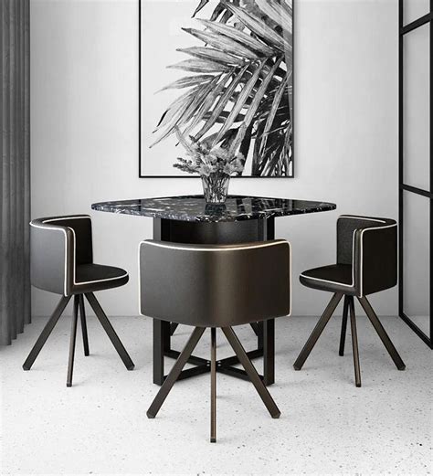 Jenna Metal 4 Seater Dining Set in Black Finish at OUCH CART