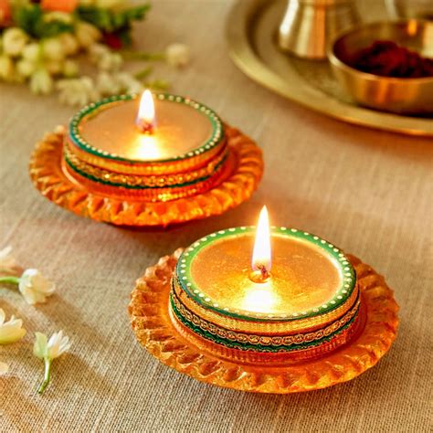 Buy Utsav Set of 2 Jhalar Diya Candles from Home Centre at just INR 299.0