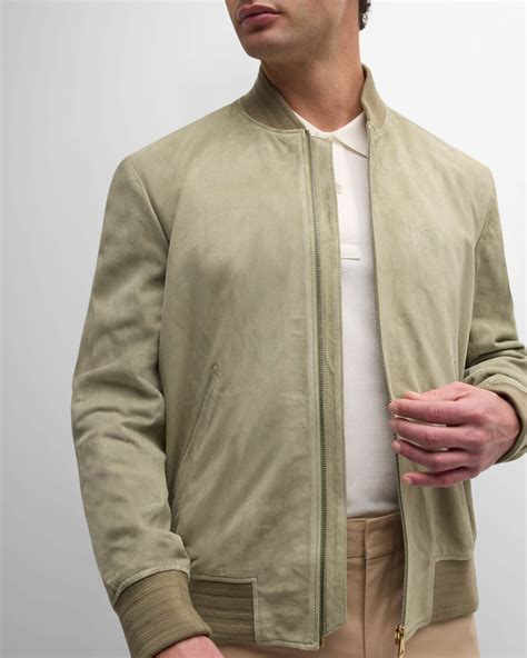 Paul Smith Men's Suede Full-Zip Bomber Jacket | Neiman Marcus