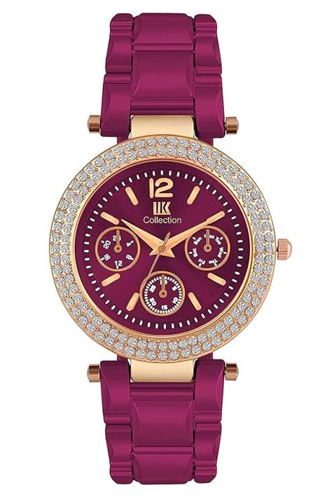 IIK COLLECTION Watches for Women Magenta Dial and Band Stainless Steel ...
