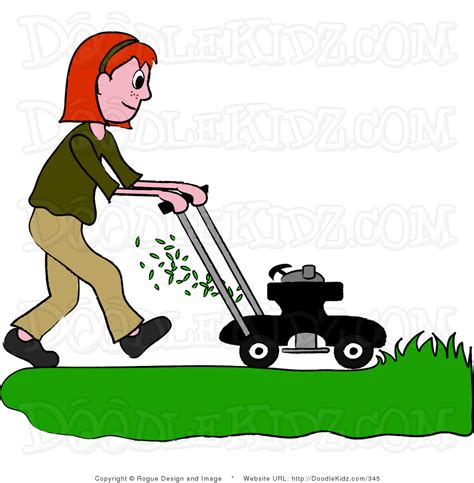 Clipart of man cutting grass