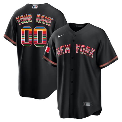 New York Yankees Mexico Cool Base Custom Black Jersey – All Stitched ...