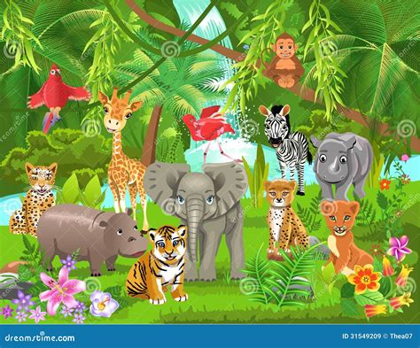 Jungle animals stock vector. Illustration of elephant - 31549209