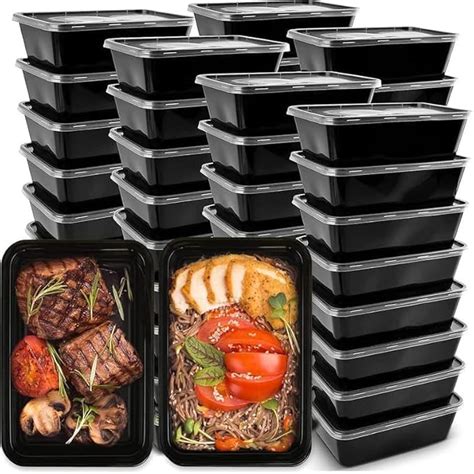 Buy 750ml Black Meal Prep Containers with Lids – Leakproof & Reusable ...