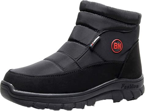 Winter Warm Plush Snow Boots for Men Non Slip Outdoor Casual Shoes with ...