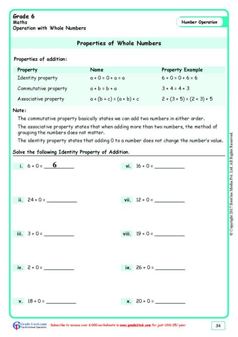Number Properties Worksheet - Printable Word Searches