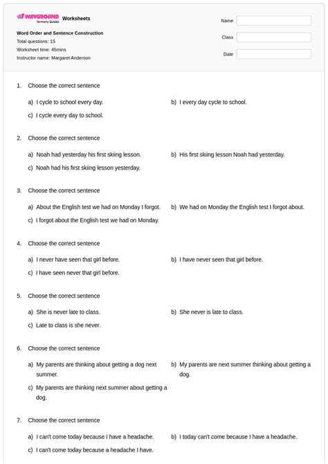 50+ Sentence Construction worksheets on Wayground | Free & Printable