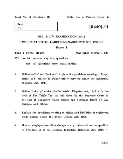 DLL & LW 2018 - Labour Relations Question Bank for Exam Preparation ...