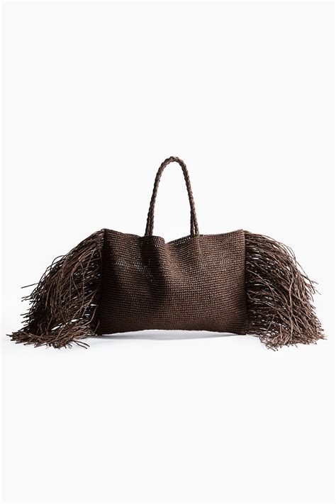 Fringed straw bag - Dark brown - Ladies | H&M IN