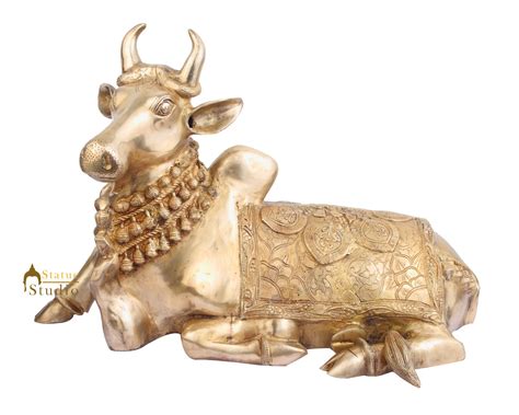Big Sacred Hindu Holy Cow Nandi Brass Handicraft Large Décor Figurine 2 ...