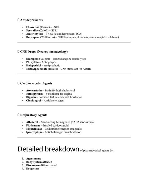 Overview of Pharmaceutical Agents Classifications | DOCX