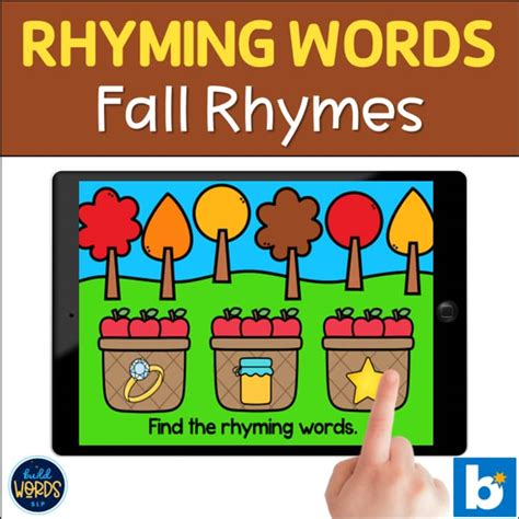 Fall Find Rhymes Rhyming Words with Pictures Speech Therapy BOOM Cards