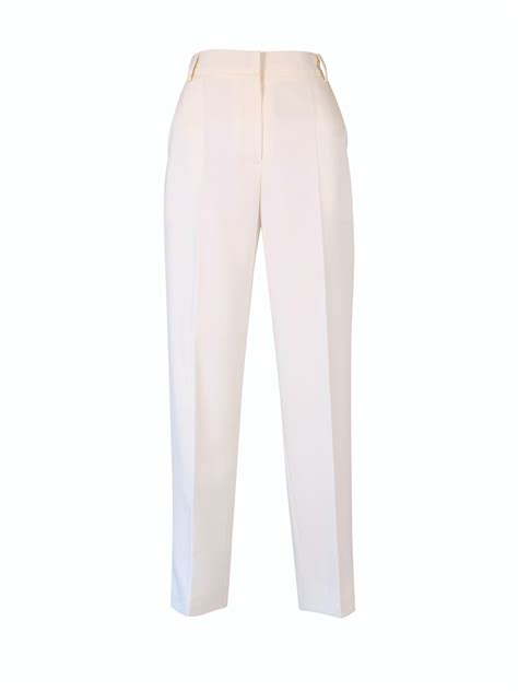 SAFIRO | Luxury White Wool Trousers with Silk Lining for Women