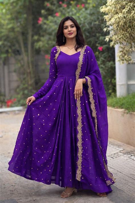Dazzle Anarkali Set Vichitra Silk Anarkali Gown With Dupatta Collection